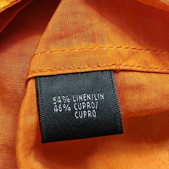 Lafayette 148 Belted Full Zip Front Jacket Size 10 Orange Linen Cupro Pockets - Picture 10 of 11